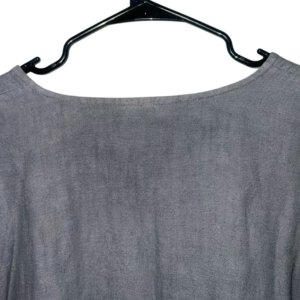 Bryn Walker 100% Linen Oversized Blouse‎ Round Neck Top Gray Small Lagenlook - Picture 7 of 8
